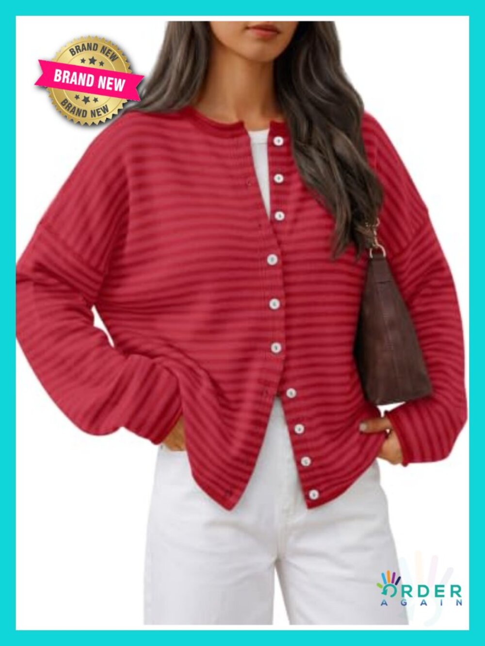 Oversized Striped Cardigan Lightweight Button Front Knit Fall Layer